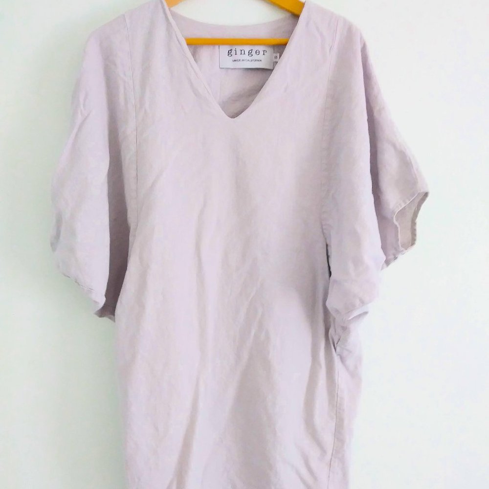 Linen Minimalist Caftan Dress with Dolman Sleeves